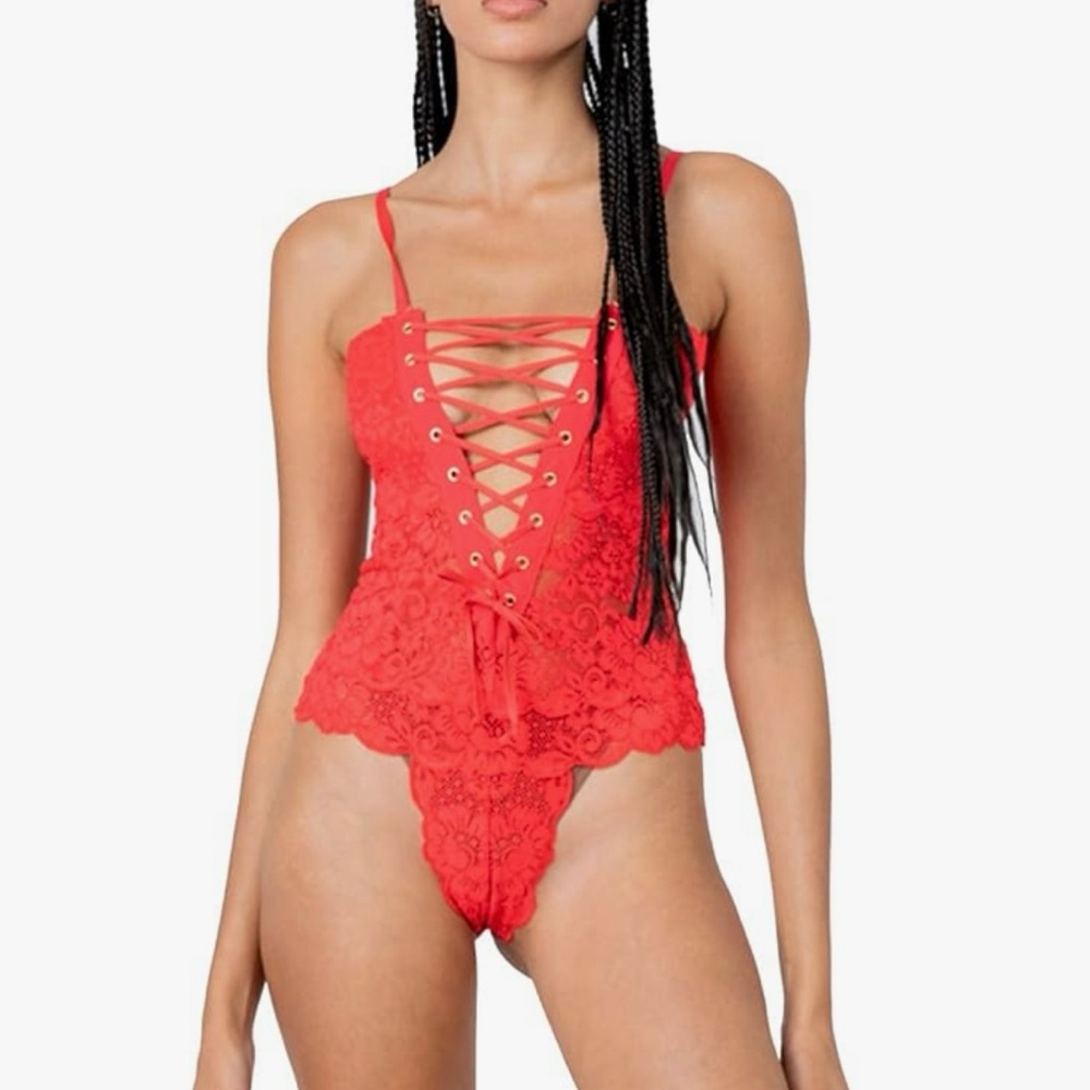 NWT We Are HAH Spinste Reversible Bodysuit in Siren Red